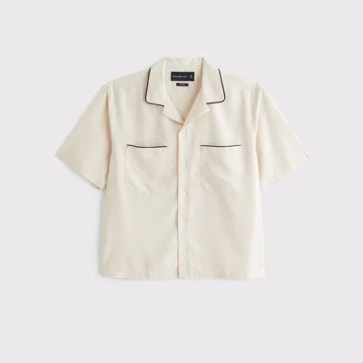 Abercrombie & Fitch Camp Collar Cupro Shirt In Brown