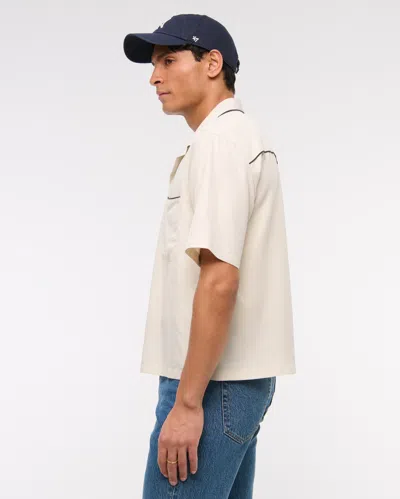 Abercrombie & Fitch Camp Collar Cupro Shirt In Brown