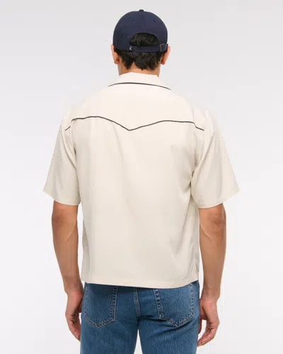 Abercrombie & Fitch Camp Collar Cupro Shirt In Brown