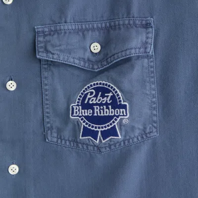 Abercrombie & Fitch Short-sleeve Pabst Workwear Button-up Shirt In Blue