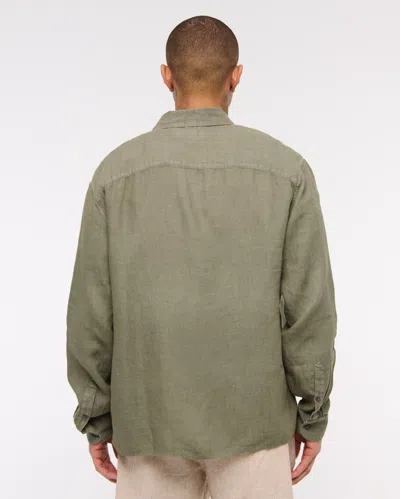 Abercrombie & Fitch Linen Button-up Shirt In Green