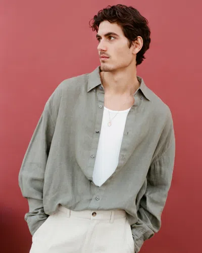 Abercrombie & Fitch Linen Button-up Shirt In Green