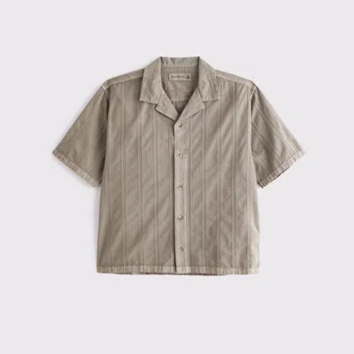 Abercrombie & Fitch Camp Collar Braided Button-up Shirt In Brown