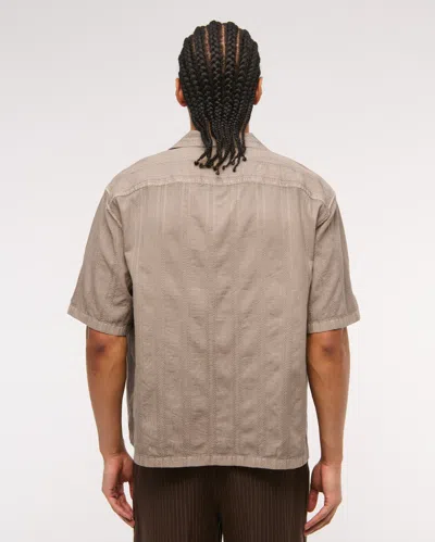 Abercrombie & Fitch Camp Collar Braided Button-up Shirt In Brown