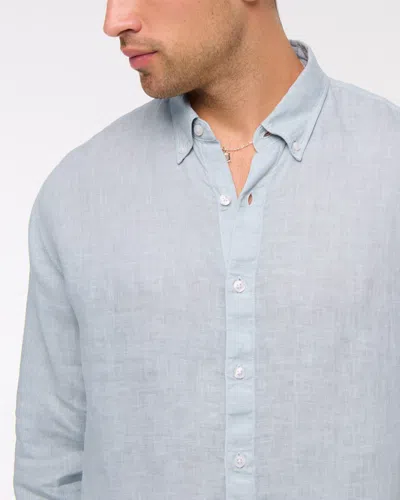 Abercrombie & Fitch Linen Button-up Shirt In Blue