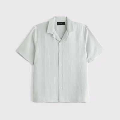 Abercrombie & Fitch Camp Collar Textured Button-up Shirt In Green