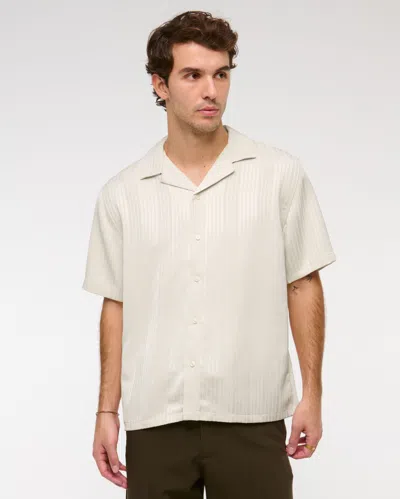 Abercrombie & Fitch Camp Collar Textured Button-up Shirt In White