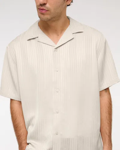 Abercrombie & Fitch Camp Collar Textured Button-up Shirt In White