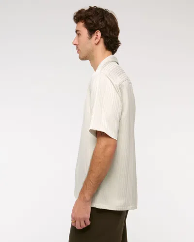 Abercrombie & Fitch Camp Collar Textured Button-up Shirt In White