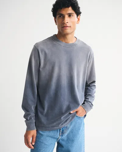Abercrombie & Fitch Sea Fade Long-sleeve Premium Heavyweight 2.0 Tee In Gray
