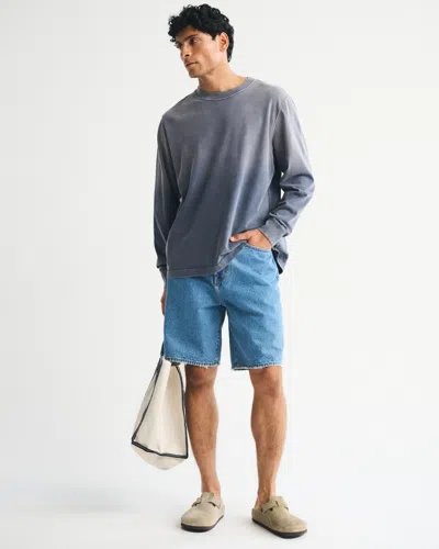 Abercrombie & Fitch Sea Fade Long-sleeve Premium Heavyweight 2.0 Tee In Gray