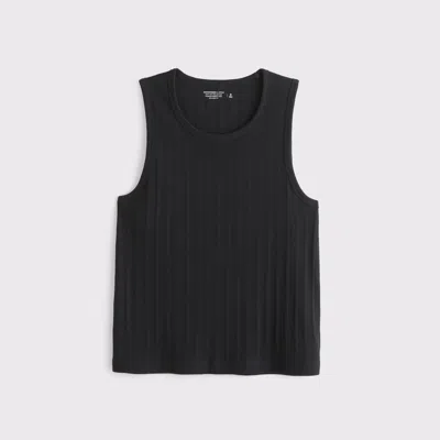 Abercrombie & Fitch Premium Ribbed Tank In Black
