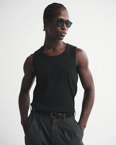 Abercrombie & Fitch Premium Ribbed Tank In Black