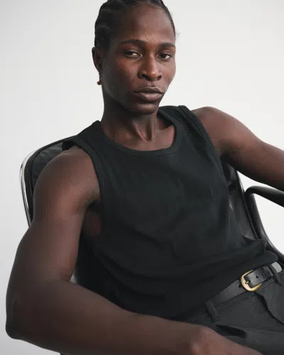 Abercrombie & Fitch Premium Ribbed Tank In Black