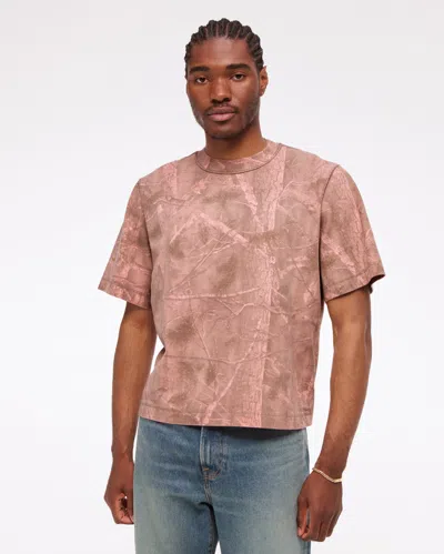 Abercrombie & Fitch Premium Heavyweight Cropped Tee In Pink