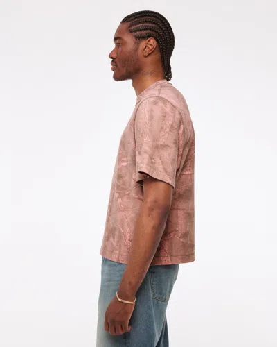 Abercrombie & Fitch Premium Heavyweight Cropped Tee In Pink