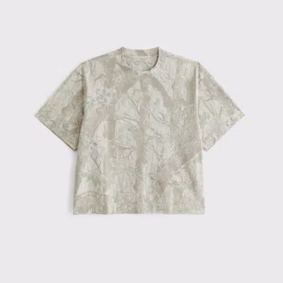 Abercrombie & Fitch Premium Heavyweight Cropped Tee In Gray