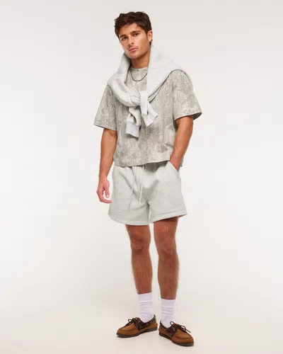 Abercrombie & Fitch Premium Heavyweight Cropped Tee In Gray