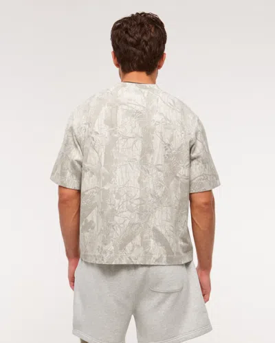 Abercrombie & Fitch Premium Heavyweight Cropped Tee In Gray