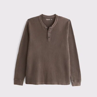 Abercrombie & Fitch Long-sleeve Classic Waffle Henley In Brown