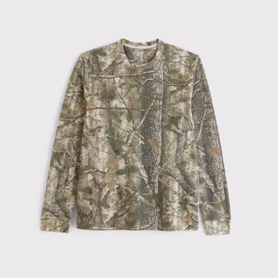 Abercrombie & Fitch Long-sleeve Classic Waffle Tee In Green