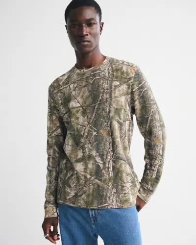 Abercrombie & Fitch Long-sleeve Classic Waffle Tee In Green