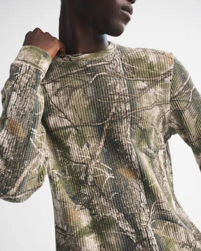 Abercrombie & Fitch Long-sleeve Classic Waffle Tee In Green