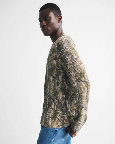 Abercrombie & Fitch Long-sleeve Classic Waffle Tee In Green