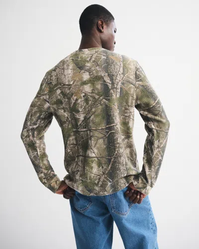 Abercrombie & Fitch Long-sleeve Classic Waffle Tee In Green