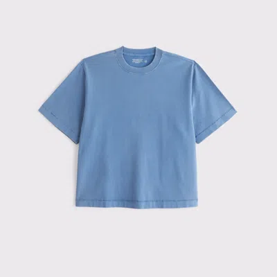 Abercrombie & Fitch Premium Heavyweight Cropped Tee In Blue
