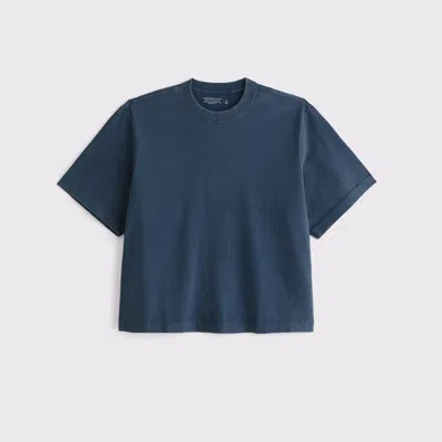 Abercrombie & Fitch Premium Heavyweight Cropped Tee In Blue