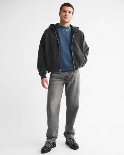 Abercrombie & Fitch Premium Heavyweight Cropped Tee In Blue