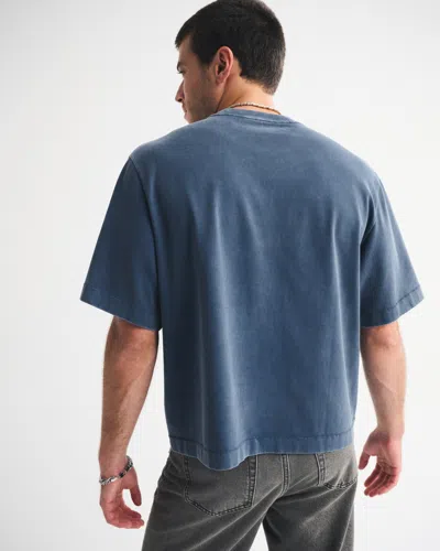 Abercrombie & Fitch Premium Heavyweight Cropped Tee In Blue