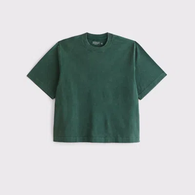 Abercrombie & Fitch Premium Heavyweight Cropped Tee In Gray