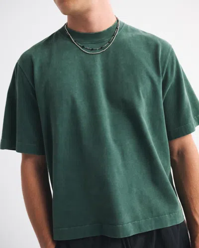 Abercrombie & Fitch Premium Heavyweight Cropped Tee In Gray