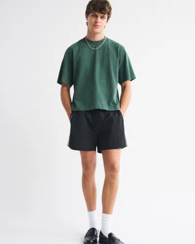 Abercrombie & Fitch Premium Heavyweight Cropped Tee In Gray