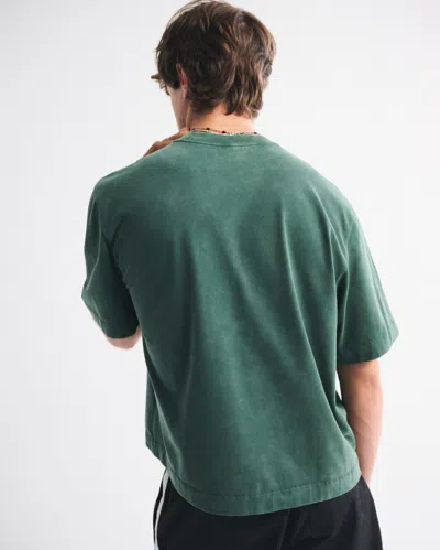 Abercrombie & Fitch Premium Heavyweight Cropped Tee In Gray