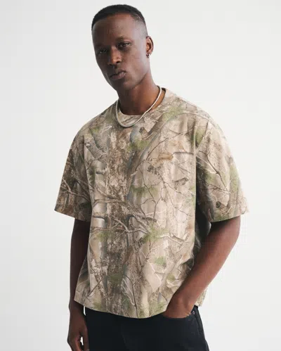 Abercrombie & Fitch Premium Heavyweight Cropped Tee In Gray