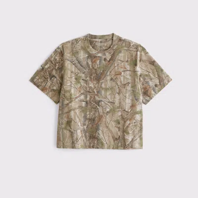 Abercrombie & Fitch Premium Heavyweight Cropped Tee In Gray