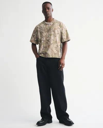 Abercrombie & Fitch Premium Heavyweight Cropped Tee In Gray