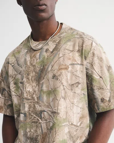 Abercrombie & Fitch Premium Heavyweight Cropped Tee In Gray