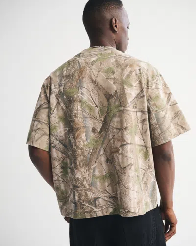 Abercrombie & Fitch Premium Heavyweight Cropped Tee In Gray