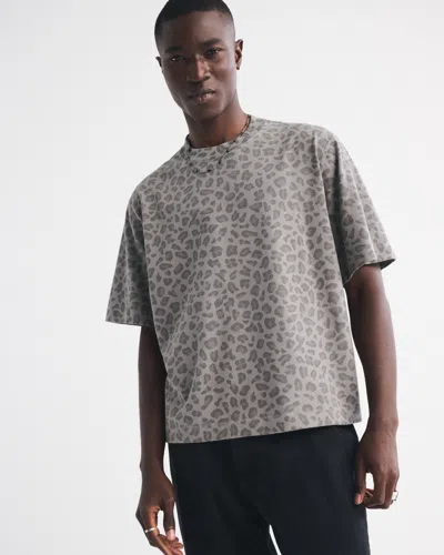 Abercrombie & Fitch Premium Heavyweight Cropped Tee In Gray