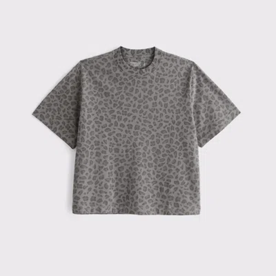Abercrombie & Fitch Premium Heavyweight Cropped Tee In Gray
