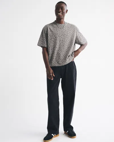 Abercrombie & Fitch Premium Heavyweight Cropped Tee In Gray