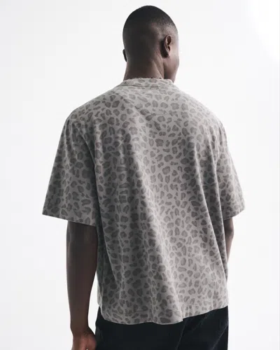 Abercrombie & Fitch Premium Heavyweight Cropped Tee In Gray