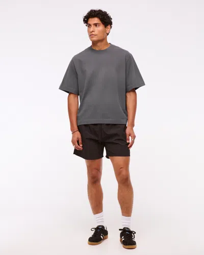 Abercrombie & Fitch Premium Heavyweight Cropped Tee In Gray