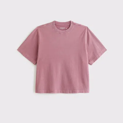 Abercrombie & Fitch Premium Heavyweight Cropped Tee In Pink