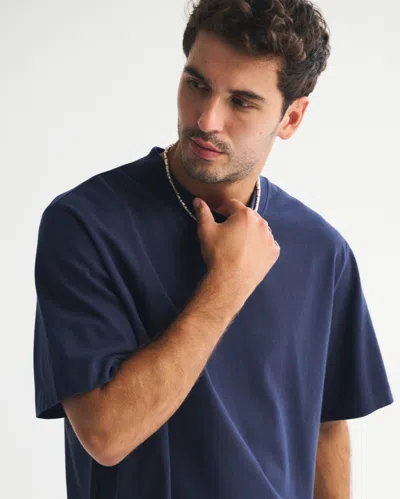 Abercrombie & Fitch Premium Heavyweight Cropped Tee In Blue