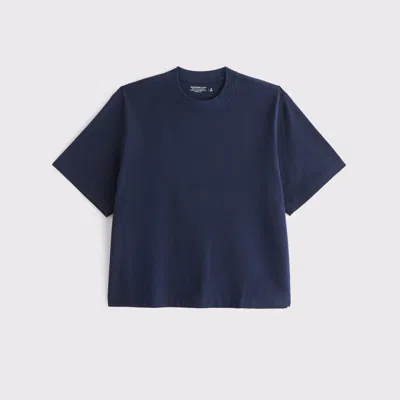 Abercrombie & Fitch Premium Heavyweight Cropped Tee In Blue